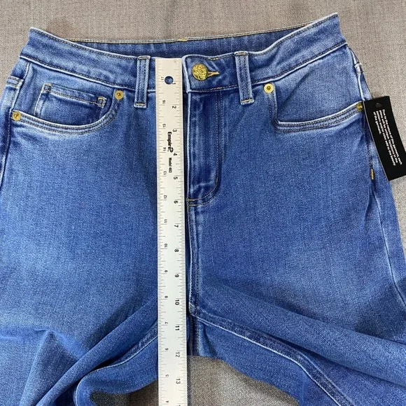 Mally Roncal Womens Wide Leg Jeans Medium Wash Raw Hem Size 4 High Rise Denim - Picture 5 of 11